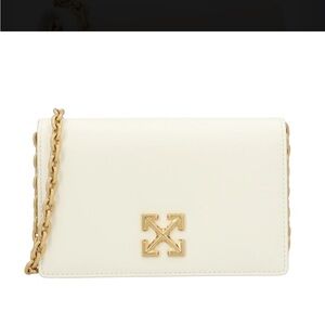 Off-White Ivory Crossbody Bag with Gold Chain
